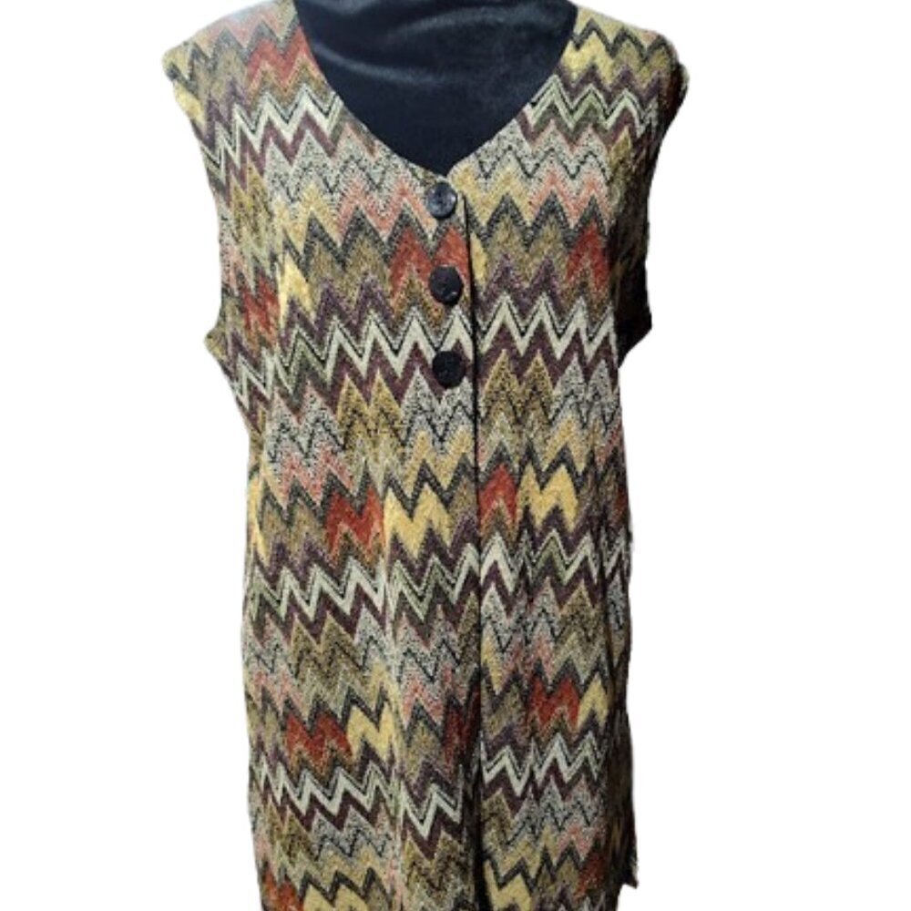 Coldwater Creek Multicolor Fall Women's Vest Size Medium  Lightweight Sheer - Picture 6 of 10
